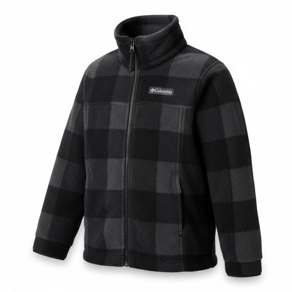 Columbia Buffalo Plaid Fleece Zip Jacket Black Gray Toddler Outerwear XXS (4T) - Picture 5 of 8